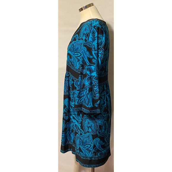 INC Petite Large Paisley Tourqoise and Black Dress - Picture 10 of 12